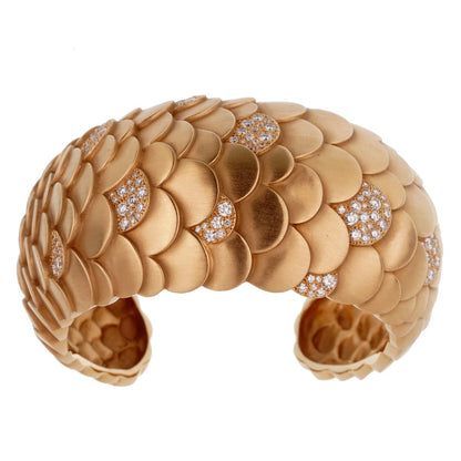 Pothtmellato Diamond Rose Gold Cuff Bangle Bracelet