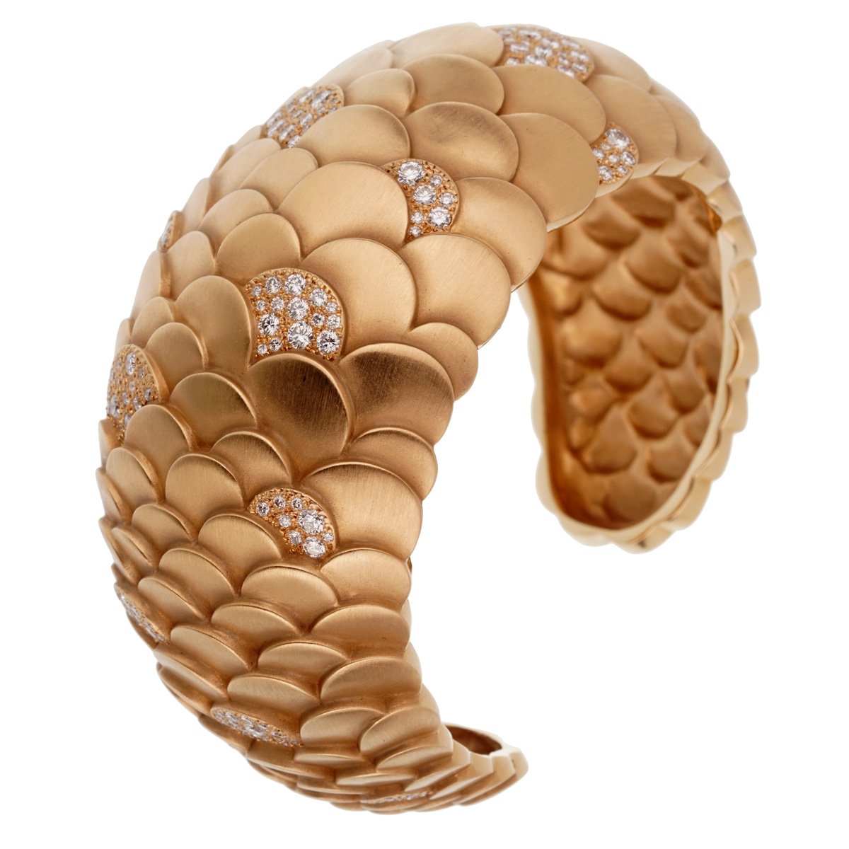 Pothtmellato Diamond Rose Gold Cuff Bangle Bracelet