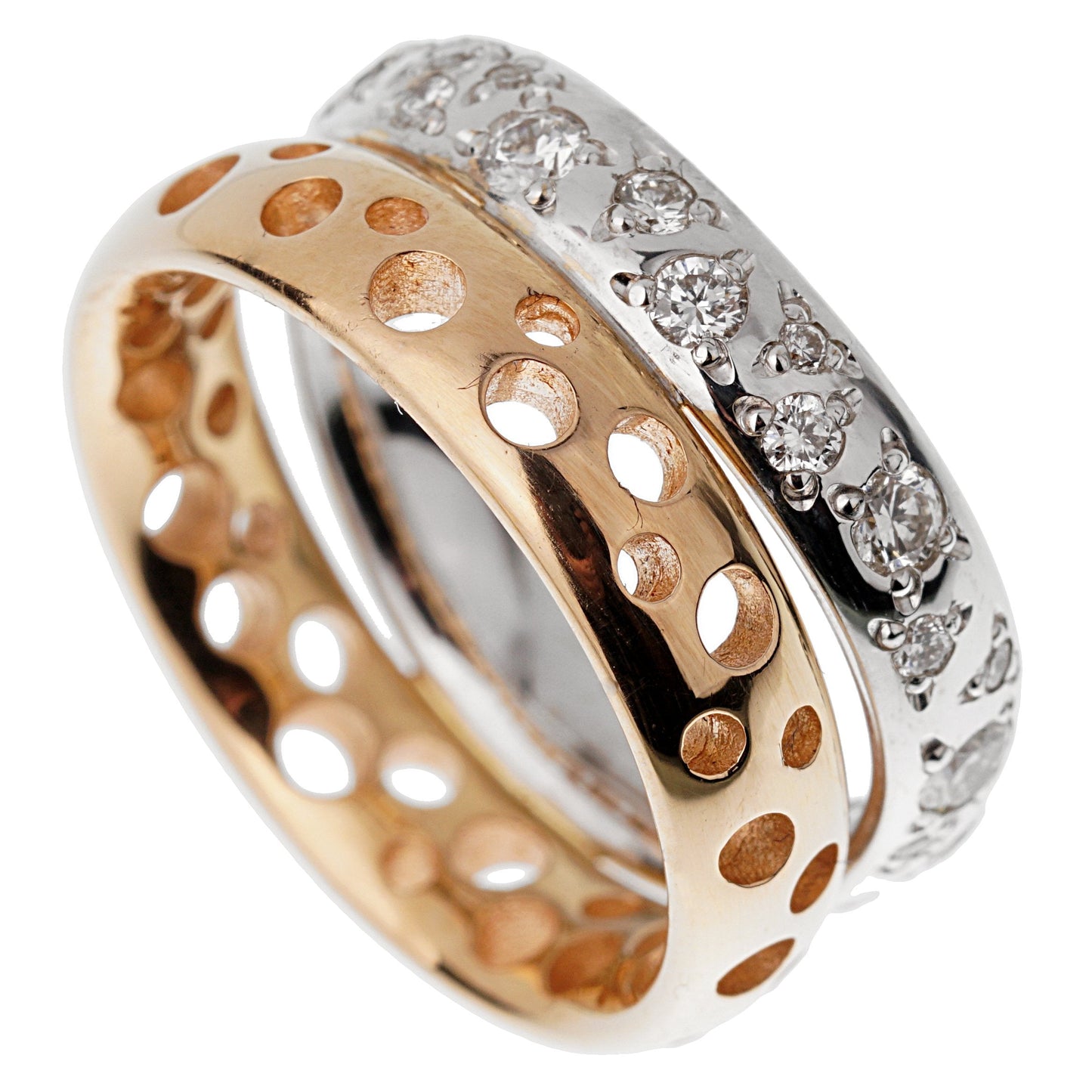 Pothtmellato 18k Diamond Wave Bubble Rose Gold Band Ring Size 6 1/4