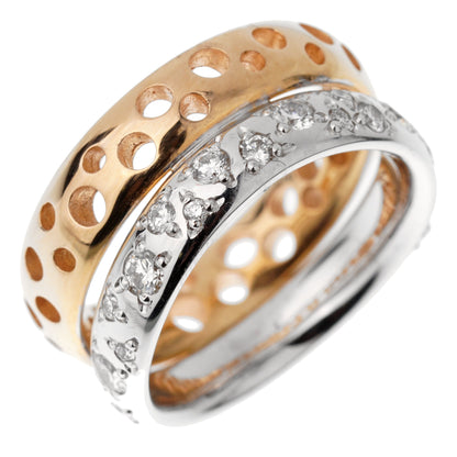 Pothtmellato 18k Diamond Wave Bubble Rose Gold Band Ring Size 6 1/4