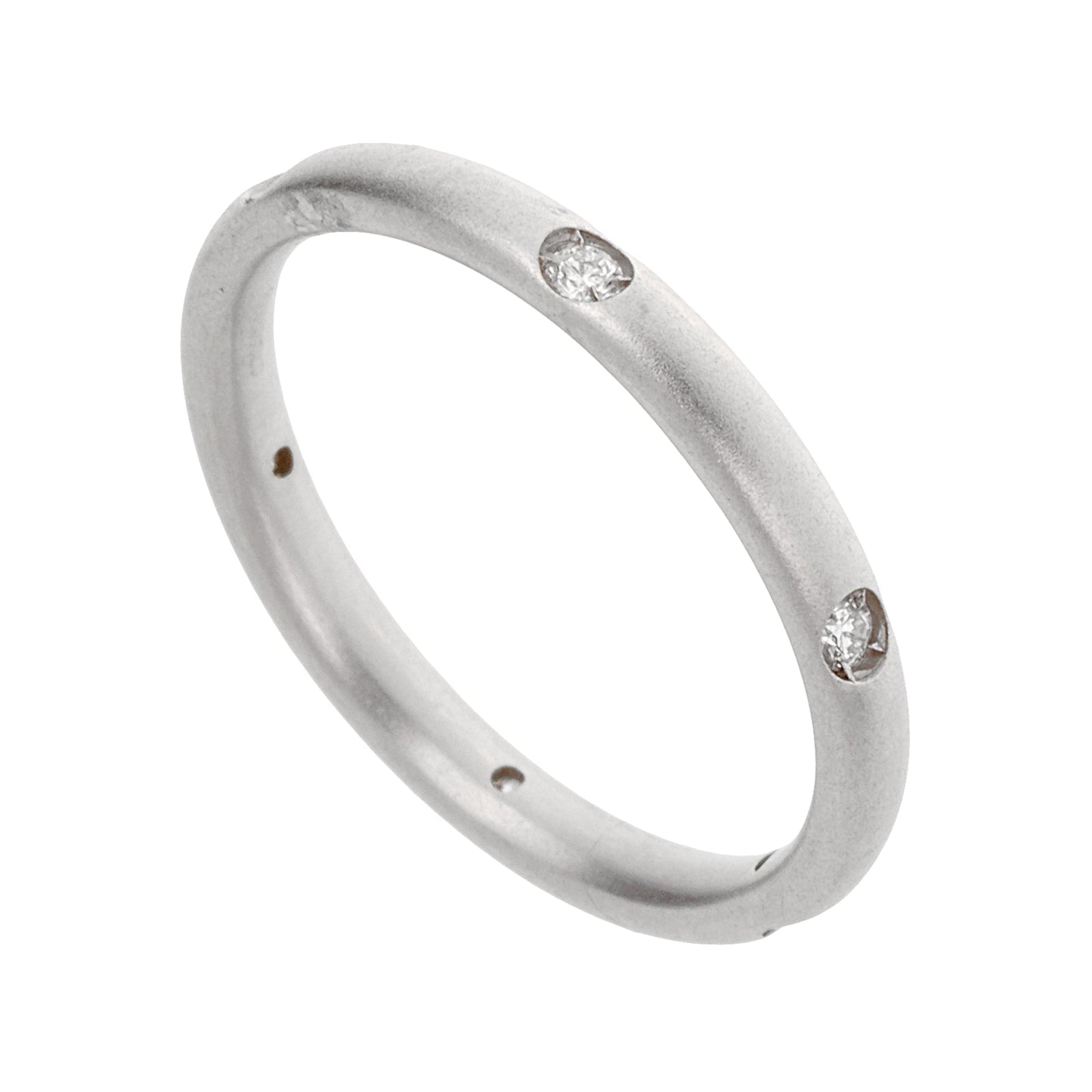 Pothtmellato 18k White Gold Diamond Matte Finish Band Ring