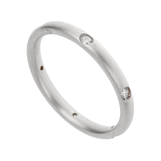 Pothtmellato 18k White Gold Diamond Matte Finish Band Ring