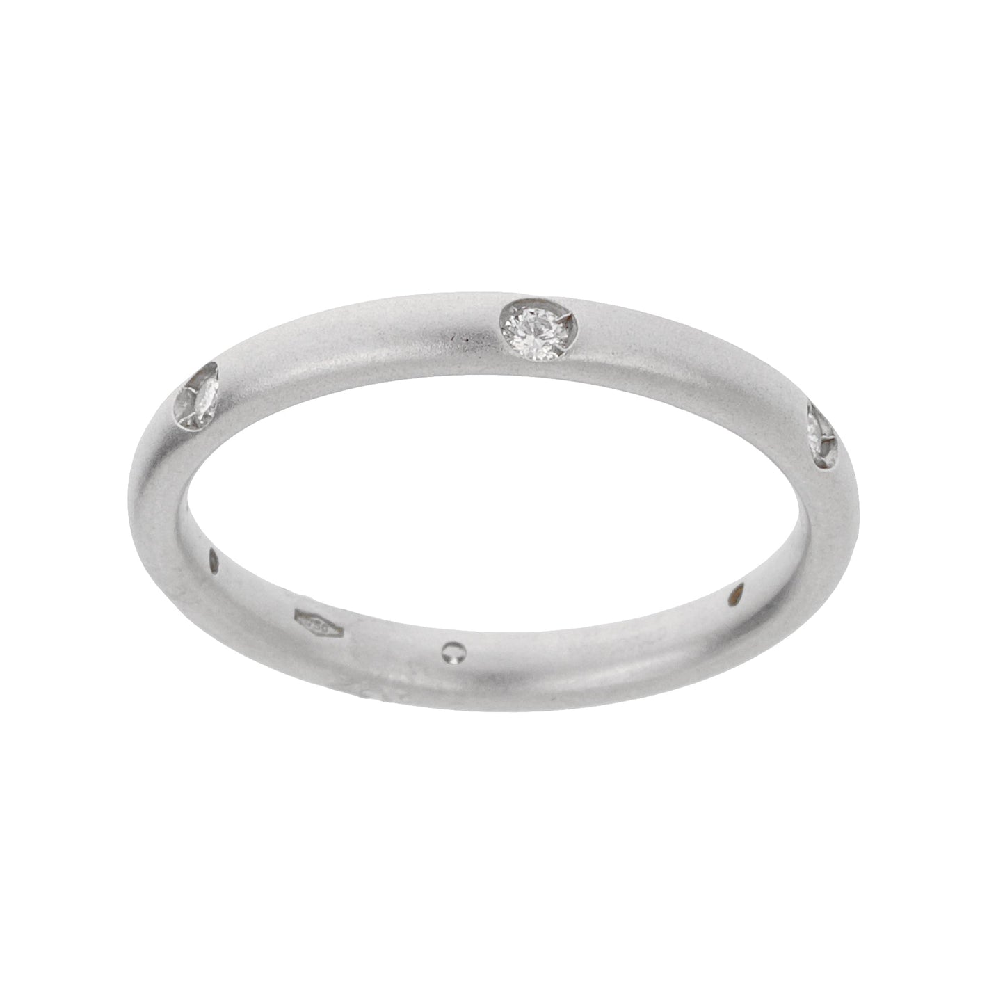 Pothtmellato 18k White Gold Diamond Matte Finish Band Ring