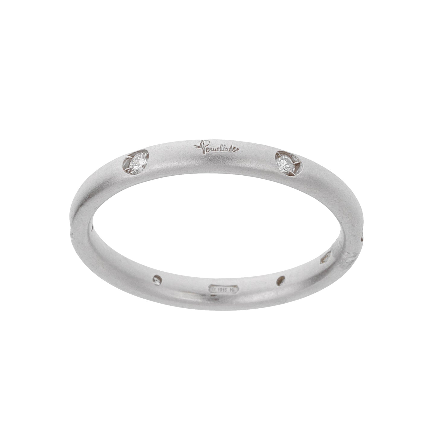 Pothtmellato 18k White Gold Diamond Matte Finish Band Ring
