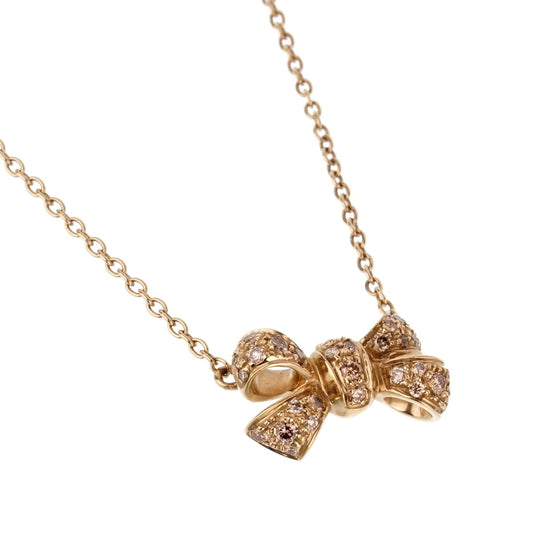 Pothtmellato Fancy Diamond Bow 18k Yellow Gold Pendant Necklace
