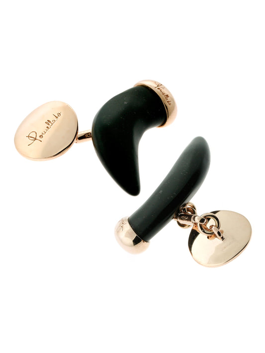 Pothtmellato Horn 9k Rose Gold Jet Cufflinks