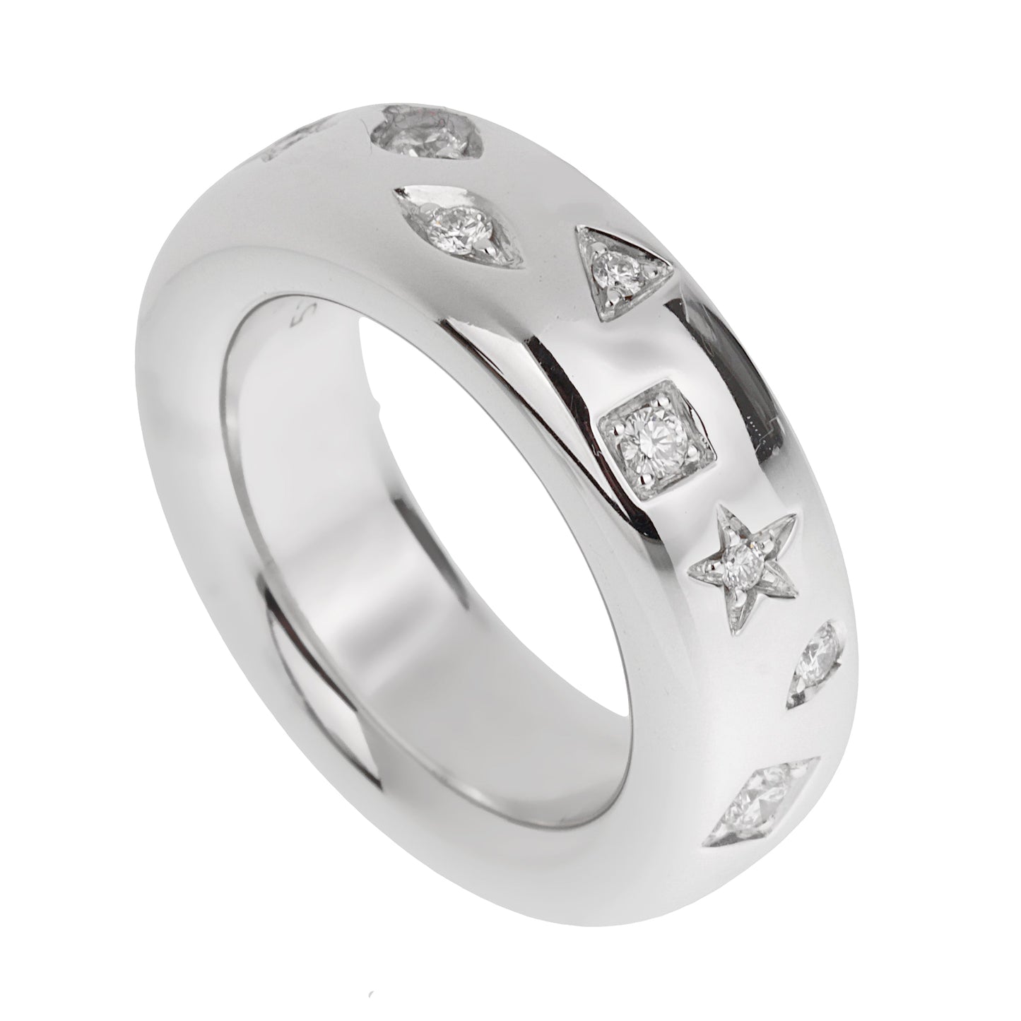 Pothtmellato Iconica 18K White Gold & Diamond Band Ring Sz 6 1/2