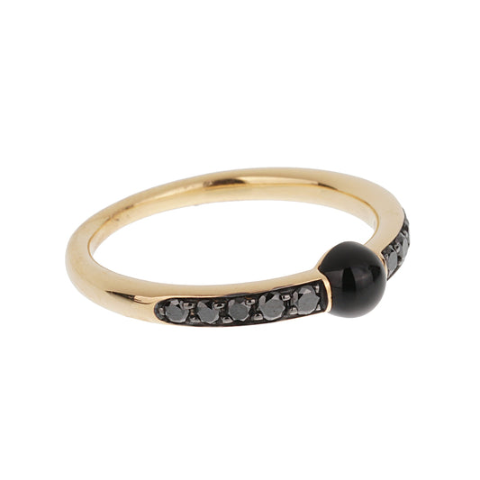 Pothtmellato M'ama Non M'ama 18k Rose Gold Onyx Diamond Ring Sz 6