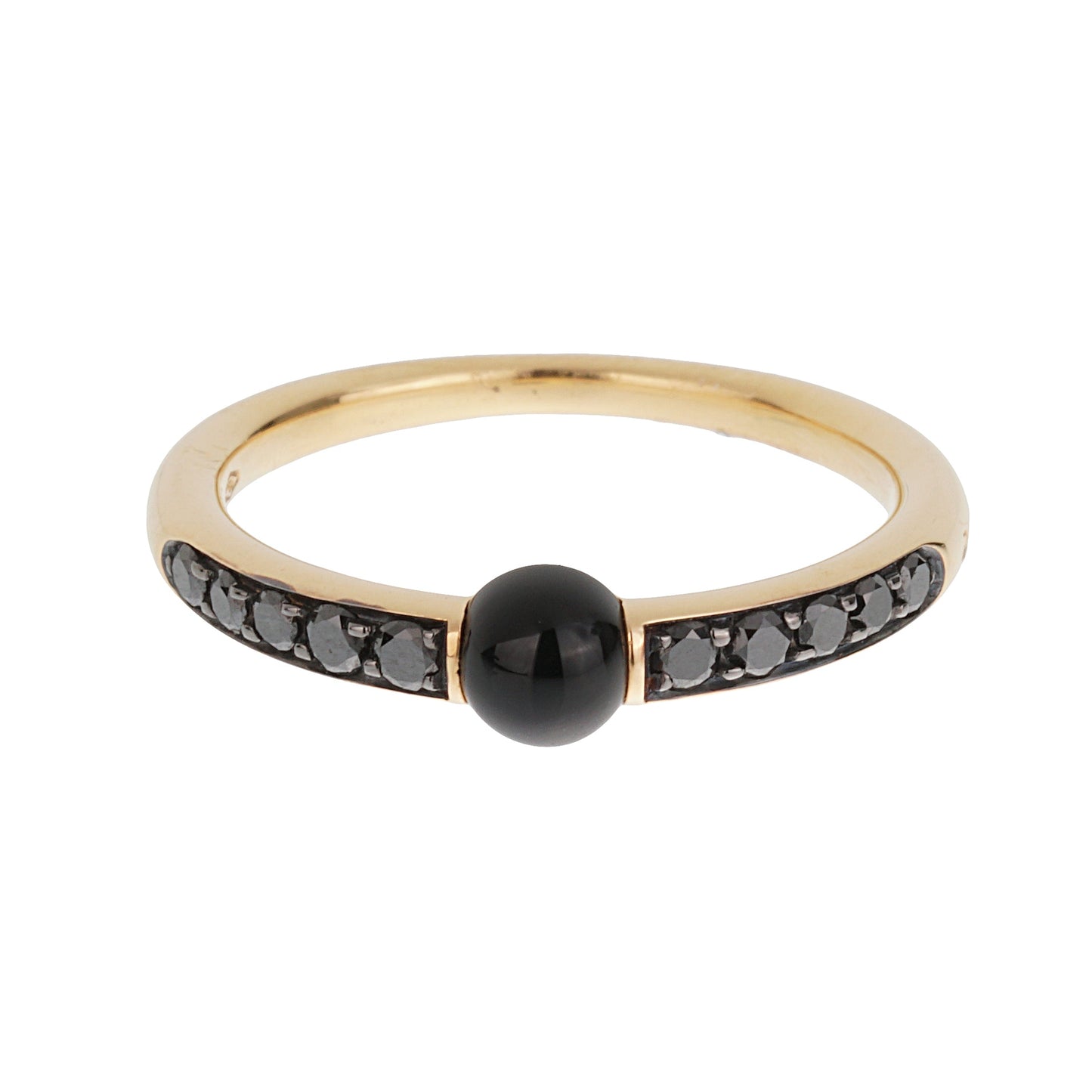 Pothtmellato M'ama Non M'ama 18k Rose Gold Onyx Diamond Ring Sz 6