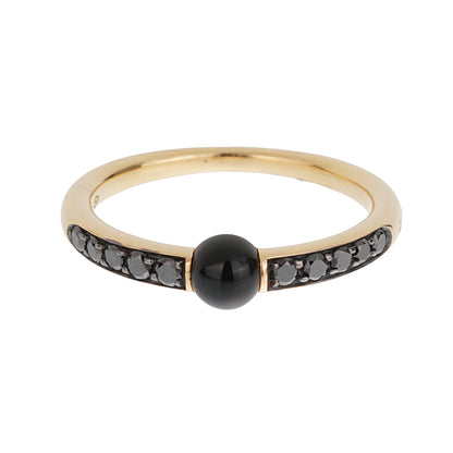 Pothtmellato M'ama Non M'ama 18k Rose Gold Onyx Diamond Ring Sz 6