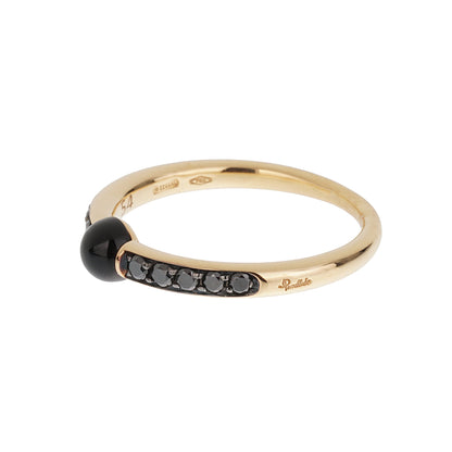 Pothtmellato M'ama Non M'ama 18k Rose Gold Onyx Diamond Ring Sz 6
