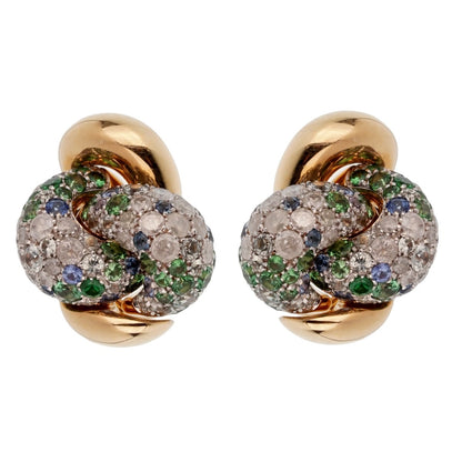 Pothtmellato  Multi Color Sapphire Diamond Rose Gold Earrings