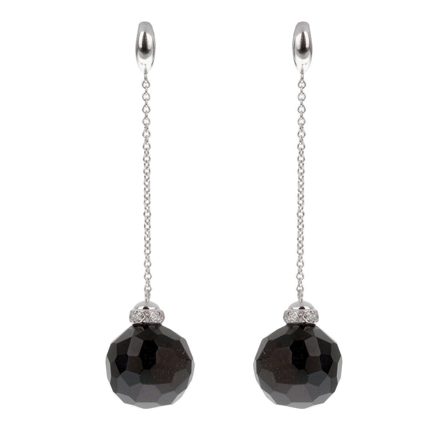 Pothtmellato Victoria Onyx Diamond 18k White Gold Diamond Disco Ball Earrings