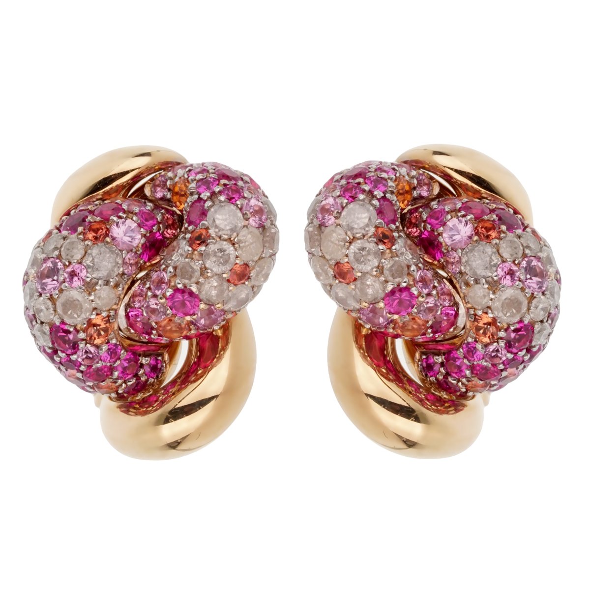 Pothtmellato Pink Sapphire Diamond Rose Gold Earrings