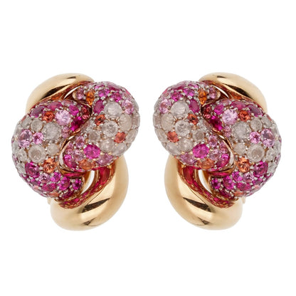 Pothtmellato Pink Sapphire Diamond Rose Gold Earrings