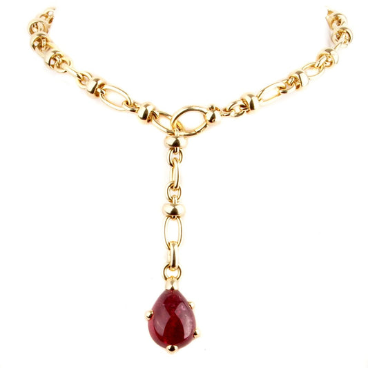 Pothtmellato Pink Tourmaline Gold Chain Necklace