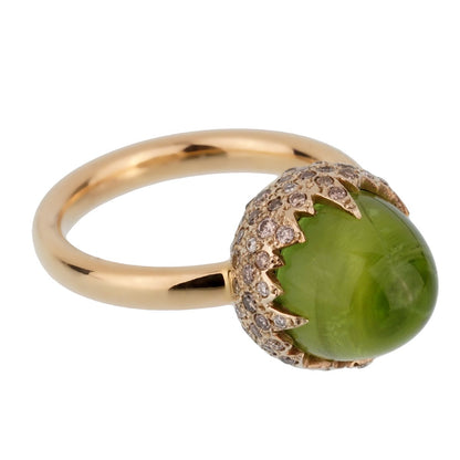 Pothtmellato Rose Gold 8 Carat Peridot Diamond Cocktail Ring Sz 6 1/2