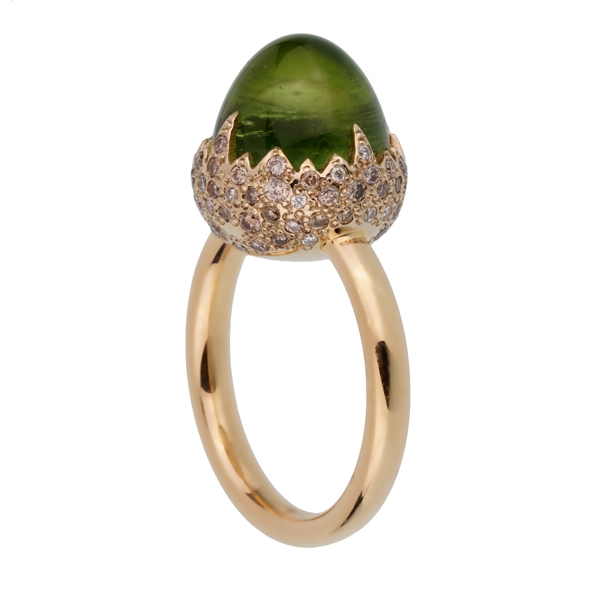 Pothtmellato Rose Gold 8 Carat Peridot Diamond Cocktail Ring Sz 6 1/2