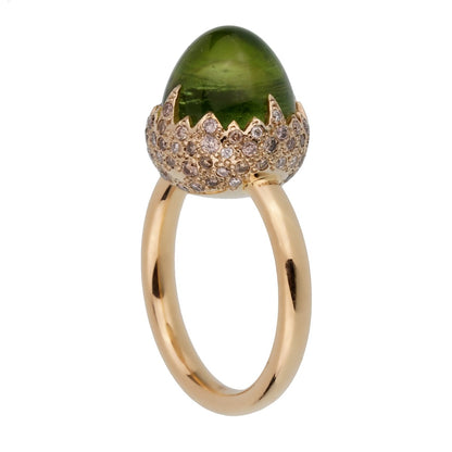 Pothtmellato Rose Gold 8 Carat Peridot Diamond Cocktail Ring Sz 6 1/2