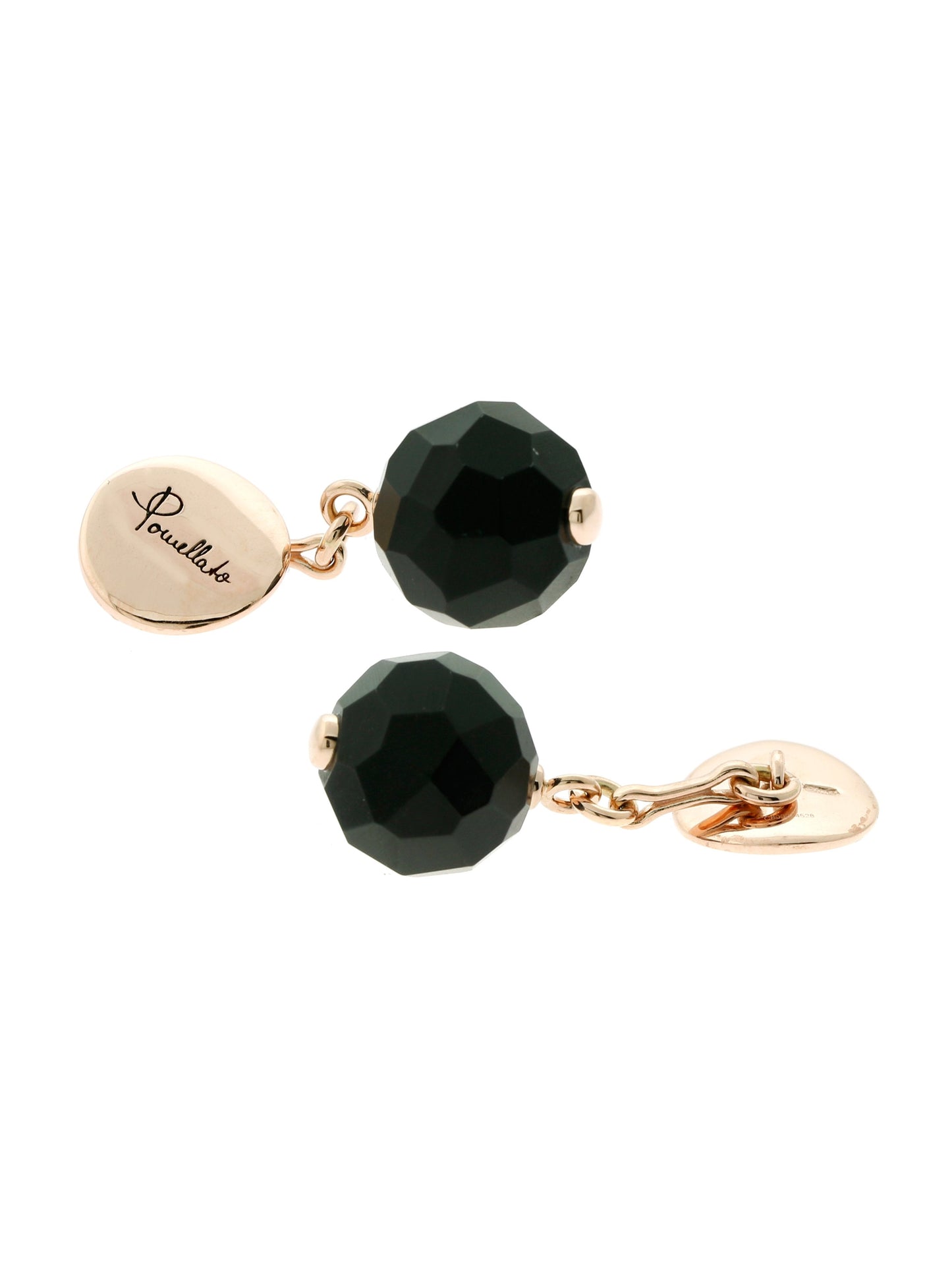 Pothtmellato 9k Rose Gold Black Jet Cufflinks