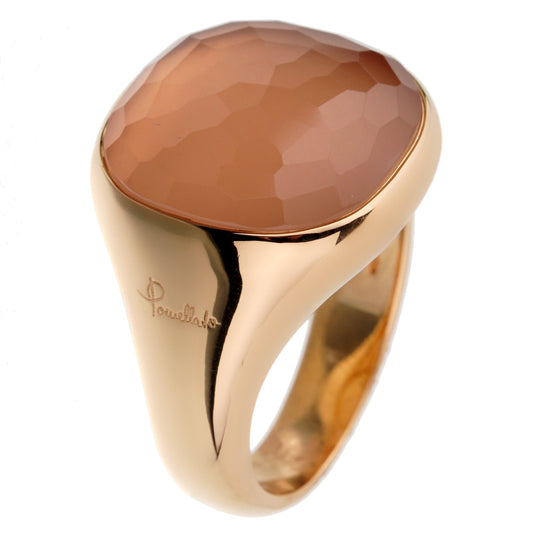 Pothtmellato 18k Rose Gold Pink Quartz Cocktail Ring Sz 9