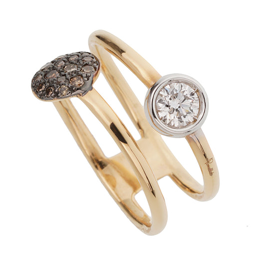 Pothtmellato Sabbia 18k Rose Gold Brown & White Diamond Cocktail Ring Sz 5