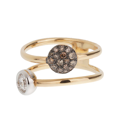 Pothtmellato Sabbia 18k Rose Gold Brown & White Diamond Cocktail Ring Sz 5