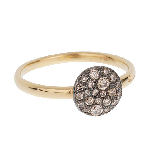 Pothtmellato Sabbia Brown Pave Diamond 18k Rose Gold Ring Sz 6 1/4