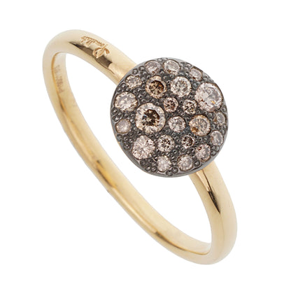 Pothtmellato Sabbia Brown Pave Diamond 18k Rose Gold Ring Sz 6 1/4