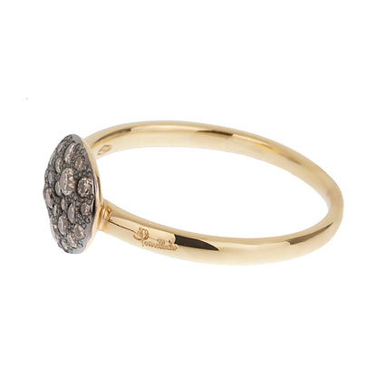 Pothtmellato Sabbia Brown Pave Diamond 18k Rose Gold Ring Sz 6 1/4