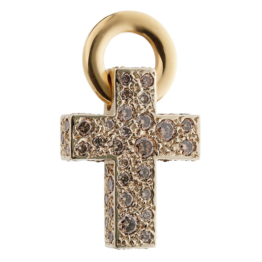 Pothtmellato Sabbia Fancy Diamond Yellow Gold Cross Pendant Necklace