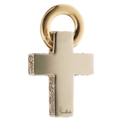 Pothtmellato Sabbia Fancy Diamond Yellow Gold Cross Pendant Necklace