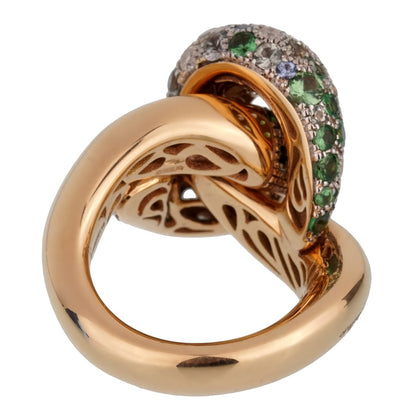 Pothtmellato Sapphire Diamond Rose Gold Cocktail Ring Sz 5 3/4