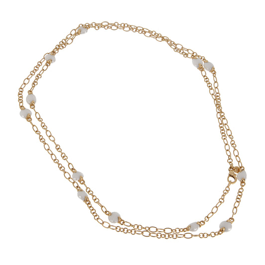 Pothtmellato White Agate Sautoir 18k Rose Gold Chain Necklace