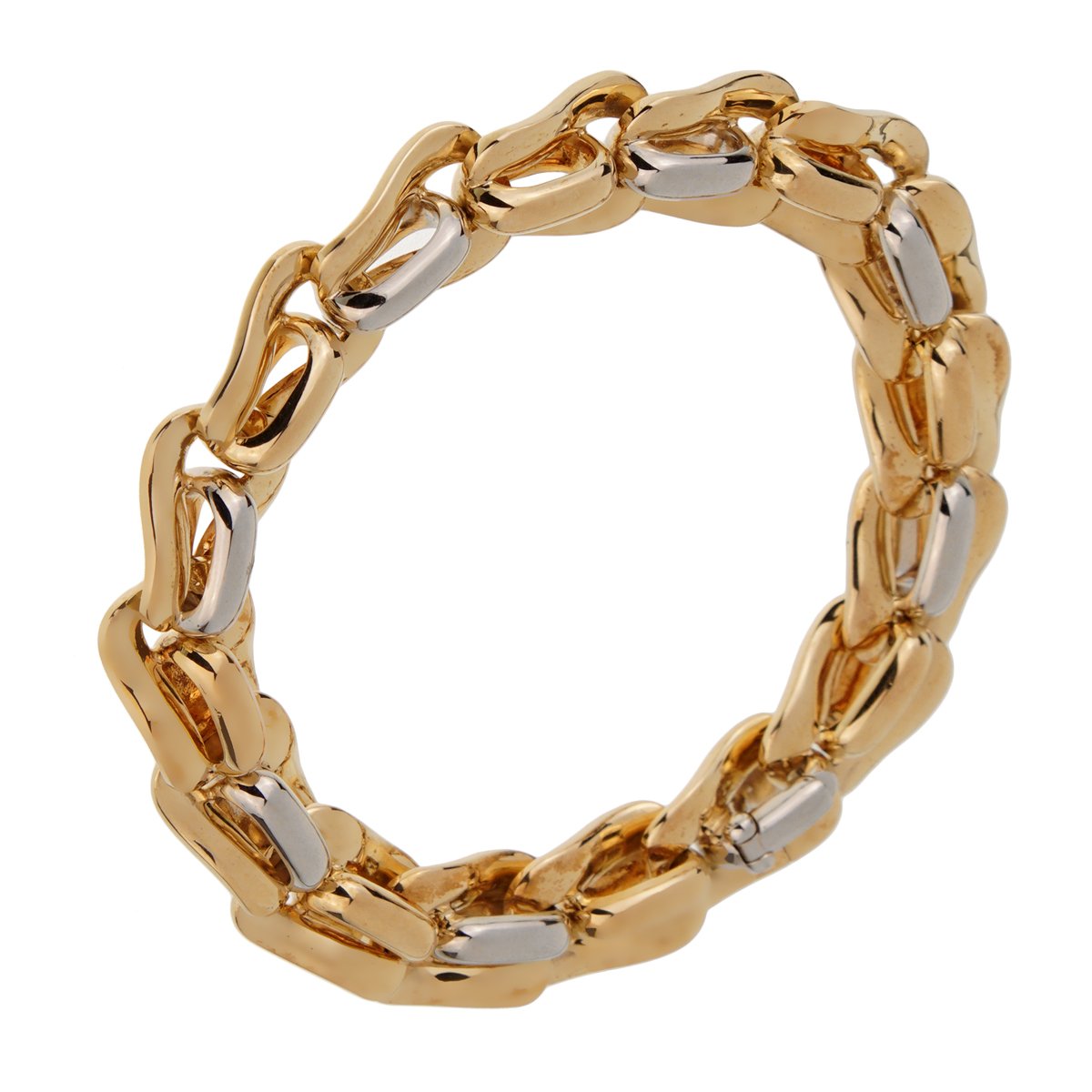 Pothtmellato 18k Yellow & White Gold Ladies Chain Link Bracelet