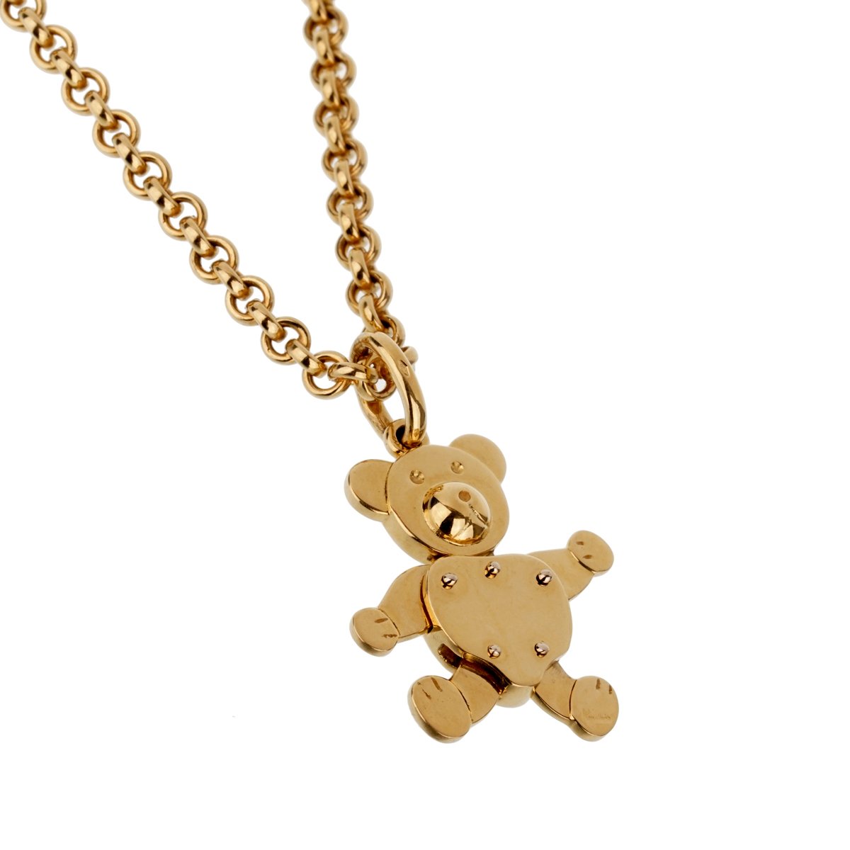 Pothtmellato Teddy Bear Charm Yellow Gold Necklace