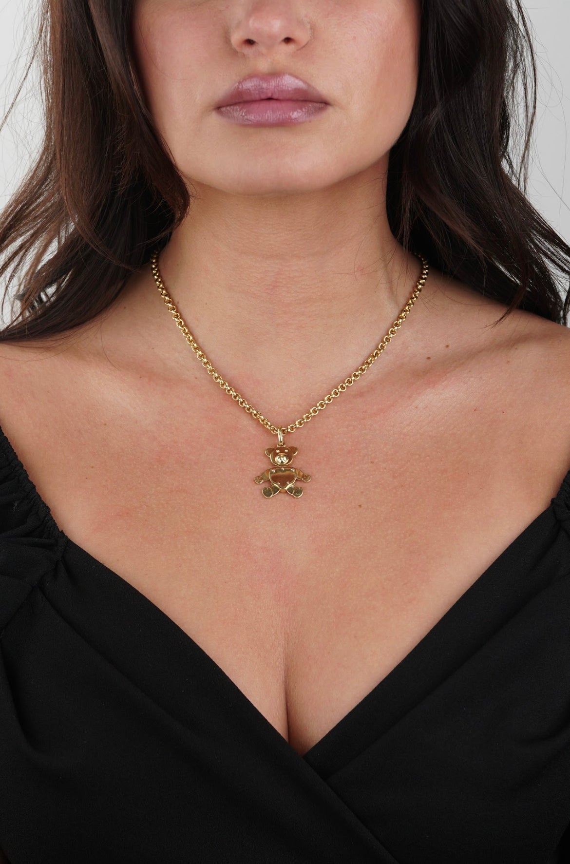 Pothtmellato Teddy Bear Charm Yellow Gold Necklace