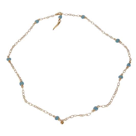Pothtmellato Capri Turquoise 18k Rose Gold Chain Link Necklace