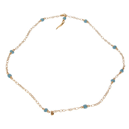 Pothtmellato Capri Turquoise 18k Rose Gold Chain Link Necklace