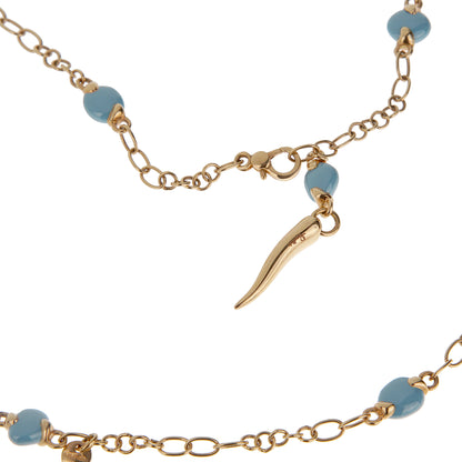 Pothtmellato Capri Turquoise 18k Rose Gold Chain Link Necklace