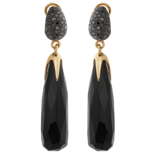 Pothtmellato Victoria Black Diamond & Jet 18k Rose Gold Drop Earrings