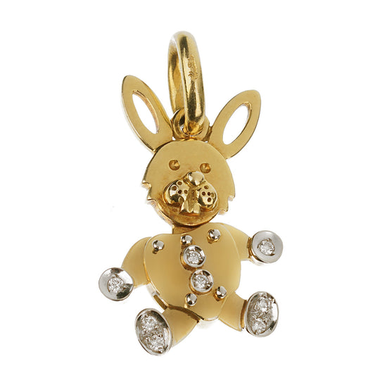 Pothtmellato Vintage Bunny Yellow & White Gold Diamond Charm Pendant