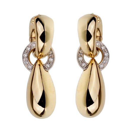 Pothtmellato Vintage Diamond Yellow Gold Drop Earrings