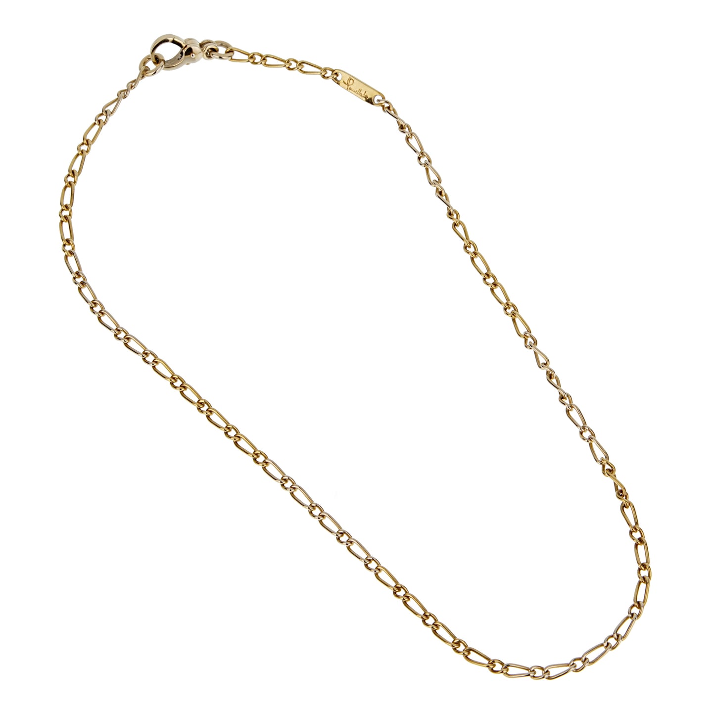 Pothtmellato Vintage 18k Figaro Yellow Gold Chain Necklace