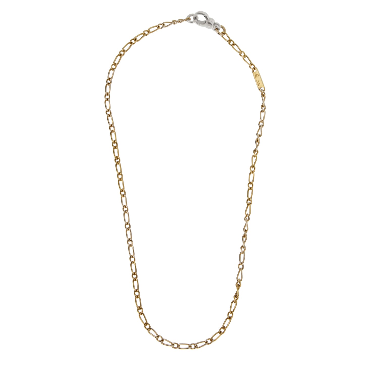 Pothtmellato Vintage 18k Figaro Yellow Gold Chain Necklace