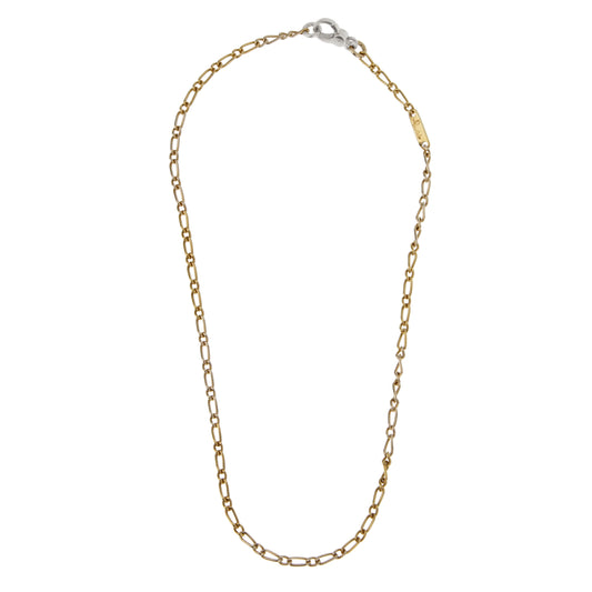 Pothtmellato Vintage 18k Figaro Yellow Gold Chain Necklace