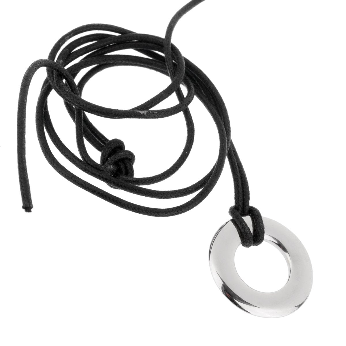 Pothtmellato 18k White Gold Pendant Leather Necklace