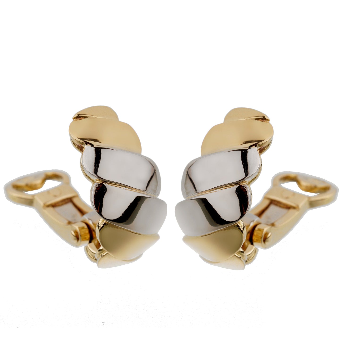 Pothtmellato  18k White Yellow Wave Gold Clip On Earrings