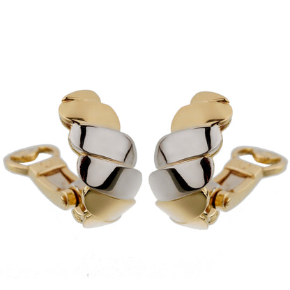 Pothtmellato  18k White Yellow Wave Gold Clip On Earrings