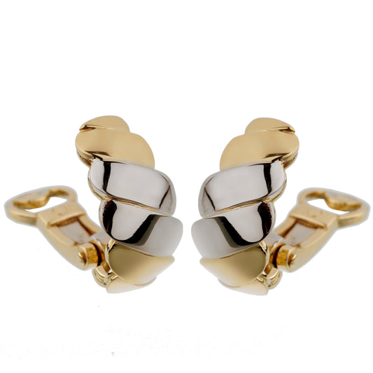 Pothtmellato  18k White Yellow Wave Gold Clip On Earrings